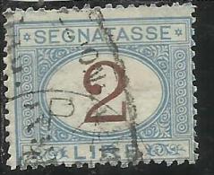 ITALIA REGNO ITALY KINGDOM 1870 - 1874 SEGNATASSE TAXES DUE TASSE CIFRA NUMERAL LIRE 2 TIMBRATO USED - Segnatasse