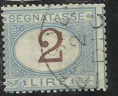 ITALIA REGNO ITALY KINGDOM 1870 - 1874 SEGNATASSE TAXES DUE TASSE CIFRA NUMERAL LIRE 2 TIMBRATO USED - Portomarken