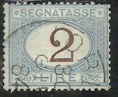 ITALIA REGNO ITALY KINGDOM 1870 - 1874 SEGNATASSE TAXES DUE TASSE CIFRA NUMERAL LIRE 2 TIMBRATO USED - Portomarken