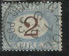 ITALIA REGNO ITALY KINGDOM 1870 - 1874 SEGNATASSE TAXES DUE TASSE CIFRA NUMERAL LIRE 2 TIMBRATO USED - Portomarken