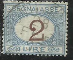 ITALIA REGNO ITALY KINGDOM 1870 - 1874 SEGNATASSE TAXES DUE TASSE CIFRA NUMERAL LIRE 2 TIMBRATO USED - Segnatasse