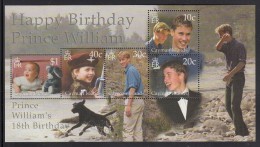 Cayman Islands MNH Scott #801 Souvenir Sheet Of 4 Prince William's 18th Birthday - Caimán (Islas)