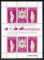 Cayman Islands MNH Scott #404 Sheet Of 2 Strips Of 3 With Gutter Queen Elizabeth´s Coronation 25th Anniversary - Kaimaninseln