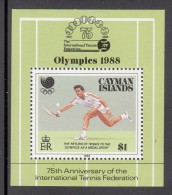 Cayman Islands MNH Scott #601 Souvenir Sheet $1 Tennis - 75th Anniversary International Tennis Federation - Caimán (Islas)