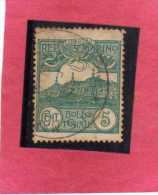 SAN MARINO 1903 VEDUTA VIEW  LANDSCAPES  CENT. 5  TIMBRATO USED - Used Stamps