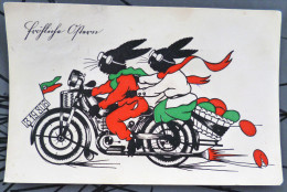 CPA Litho Illustrateur Adalbert Mayrhofer Wien 41 N° 578 PAQUES Lapin Humanisé Ombre Silhouette Sur Moto - Silueta