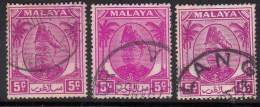 5c X 3  Colour Variety, Used Selangor 1949, Malaya - Selangor