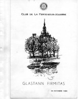 77 - LA FERTE SOUS JOUARRE- CLUB ROTARY- GLASTANN FIRMITAS -1964- MENU DANS LES CAVES MOET ET CHANDON -51- EPERNAY- - Menus