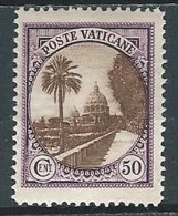 1933 VATICANO GIARDINI E MEDAGLIONI 50 CENT MH * - EDV13 - Unused Stamps