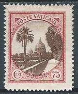1933 VATICANO GIARDINI E MEDAGLIONI 75 CENT MH * - EDV13-3 - Unused Stamps