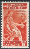 1935 VATICANO CONGRESSO GIURIDICO 5 CENT MH * - EDV13-2 - Unused Stamps