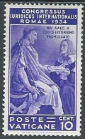 1935 VATICANO CONGRESSO GIURIDICO 10 CENT MH * - EDV13 - Unused Stamps