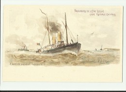 Oostende  *   A Bord Du Paquebot  De L'Etat Belge, Ligne Ostende - Douvres  - Léopold II  (P.J. Clays) 10 Ct. - Bootkaarten