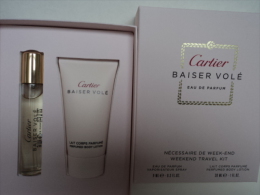 CARTIER" BAISER VOLE" WEEKEND TRAVEL KIT  MINI EDP VAPO + LAIT CORPS      1 SEUL !!!!!VOIR  &LIRE !! - Miniaturas Mujer (en Caja)