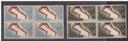 India 1968 Inde Indien MEXICO Olympics Sports 2v Stamp Sets In Block Of 4 MNH Athletics - Nuovi