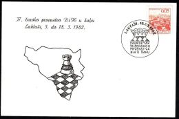 Yugoslavia 1982, Illustrated Card "Women Chanpionship Of Yugoslavia In Chess" W./ Special Postmark "Laktasi", Ref.bbzg - Lettres & Documents