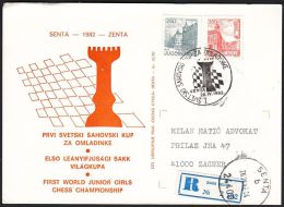 Yugoslavia 1982, Illustrated Card "World Junior Girls Chess Championship" W./ Special Postmark "Senta", Ref.bbzg - Cartas & Documentos