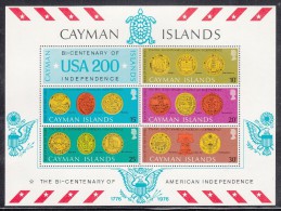 Cayman Islands MNH Scott #376a Souvenir Sheet Of 5 Plus Label American Bicentennial - State Seals - Caimán (Islas)