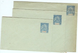 LPF4 - GUYANE FRANCAISE - EP ENVELOPPES 15c BLEU SUR BLEU-VERT  LES 3 FORMATS - Other & Unclassified