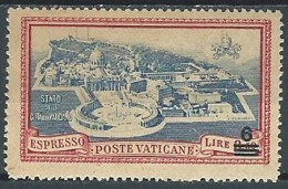 1945-46 VATICANO MEDAGLIONCINI ESPRESSO SOPRASTAMPATO 6 LIRE MH * - EDV15 - Espresso