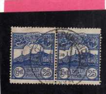 SAN MARINO 1903 VEDUTA VIEW  LANDSCAPES  CENT. 25  COPPIA TIMBRATA PAIR USED - Used Stamps