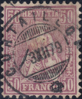 Heimat NE CORTAILLOD 1879-12-03 Vollstempel Auf 50Rp Lila Sitzende Helvetia Zu#43 - Gebraucht