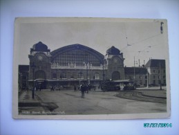 SWITZERLAND  BASEL  BUNDESBAHNHOF , RAILWAY STATION  GARE , TRAM  ,  OLD POSTCARD, 0 - Autres & Non Classés