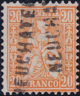 Heimat NE NEUCHATEL ~187? Langstempel Auf 20Rp. Orange Sitzende Helvetia Zu#32 - Oblitérés