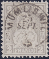 Heimat SO MÜMLISWIL 186?-09-25 Fingerhut-Stempel Auf 2Rp. Grau Sitzende Helvetia - Oblitérés