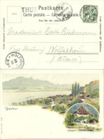 AK  "Gunten - Ralligen (Farblitho)"  (Stabstempel THUN) - Wolfisheim Elsass        1899 - Chemins De Fer