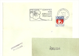 CHARENTE Mme - Dépt N° 17 = LA ROCHELLE RP 1967 = FLAMME Codée =  SECAP Multiple ' PENSEZ + CODIFIEZ' = Pensée N° 1 - Code Postal