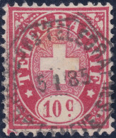 Heimat GE GENEVE B.d.T. 1885-01-05 Telegraphen Voll-Stempel Auf 10 C. Telegraphen-Marke - Telegraph