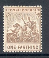 BARBADOS, 1909 ¼d Brown Wmk Mult. Crown CA Very Fine MM, Cat £10 - Barbades (...-1966)