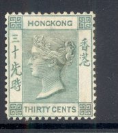 HONG KONG, 1882 30c Grey-green Unused No Gum, Cat £100, SG39a - Used Stamps