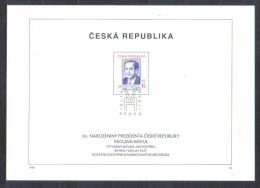 Czech Mi  124  FIRST DAY SHEET President Havel From Sheet    1996 - Covers & Documents