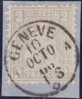 Heimat GE GENEVE A.A.1866-10-10 Auf Briefstück Mit 2 Rp Grau Sitzende Helvetia Zu#28 - Used Stamps