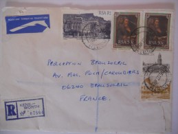 Afrique Du Sud Lettre Recommande De Kenilworth 1988 Pour Beausoleil (trace D Usure ) - Cartas & Documentos