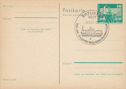 Germany DDR Postal Stationery Ganzsache Entier ERFURT 1882-1982 100 Jahre Reichbahndirektion Special Cancel Card Karte - Cartoline - Usati