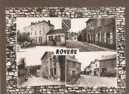 23 ROYERE MULTIVUES 1965  MAIRIE.ECOLE, POSTE, HOTEL, RUE..  VOIR LES 2 SCANS  LEGERE PLIURE A GAUCHE - Royere