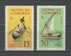 COMORES 1964 N° 33/34 * Neufs =  MH  Légère Trace De Char Cote 10 € Embarcations Pirogue Boutre Bateaux Boats Transports - Nuovi