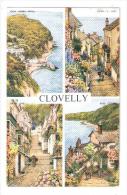 OLD A.R QUINTON POSTCARD CLOVELLY NORTH DEVON SALMON MULTIVIEW NO.4487 USED 1957 - Clovelly