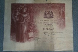 74 - ANNECY - 87 - LIMOGES- BEAU DIPLOME PRIX DU LAC D' ANNECY- CONCOURS MUSIQUE-1938- ENFANTS DE LIMOGES - Diploma & School Reports