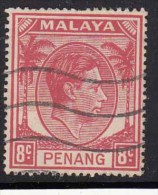 8c Penang Used 1949,  Diffinitive Of King George VI, Malaya - Penang