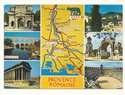 Cp, Carte Géographique, Provence Romaine, Voyagée - Carte Geografiche