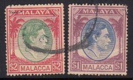 $1.00 And $2.00 Used, KG VI  1949 Malacca, Malaya, - Malacca