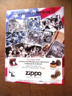 Publicité : ZIPPO SE SOUVIENT... LE 6 JUIN 1944 LES HEROS DU DEBARQUEMENT RALLUMAIENT LA FLAMME DE LA LIBERTE - Advertising