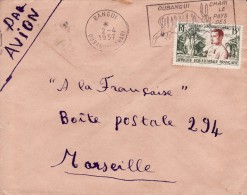 BANGUI OUBANGUI CHARI AFRIQUE COLONIE FRANCAISE LETTRE AVION VIA FRANCE LIEUTENANT GOUVERNEUR CUREAU FLAMME MARCOPHILIE - Lettres & Documents