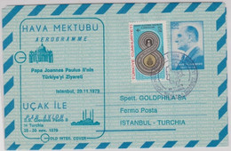 TURQUIE - 1979 - AEROGRAMME VISITE DU PAPE JEAN-PAUL II - Postwaardestukken