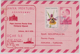 TURQUIE - 1979 - AEROGRAMME VISITE DU PAPE JEAN-PAUL II - Postwaardestukken