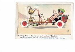 Illustration Charley Fait De L´Auto Sur Sa "terrible" Bouillotte - Engin TEA KETTLE - Machine à Vapeur Chaudière -  1923 - Mich
